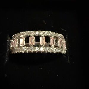 BP "The Chelsea Ring" Rose Quartz CZ on Rhodium Size 8 NEW